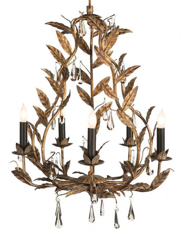 Люстра бронзовая с декоративным лиственным узором