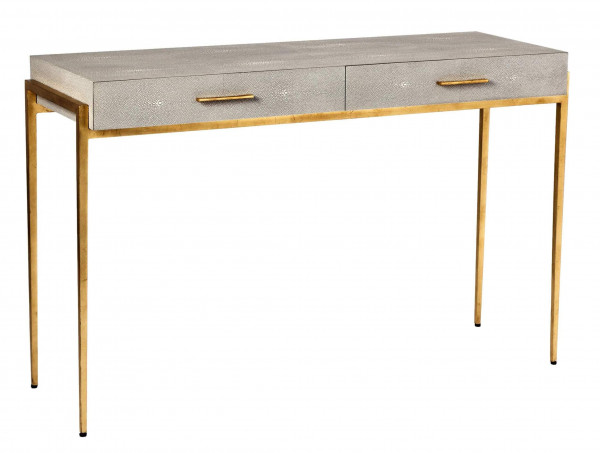 Консоль золотистая с кожаной обивкой