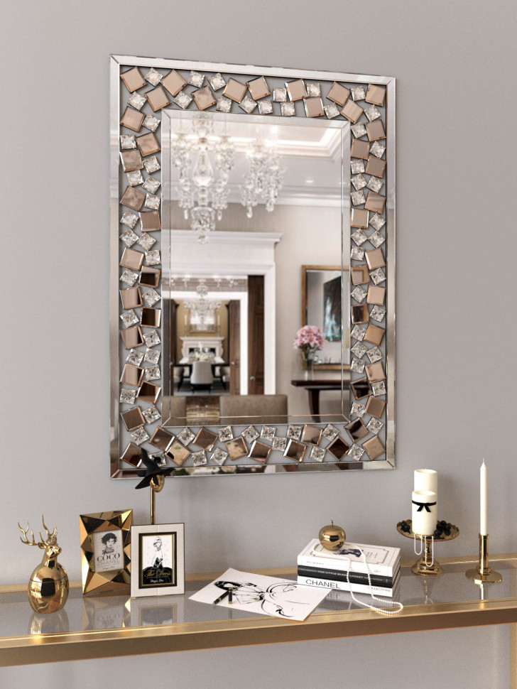 Зеркало QUADRO с декоративной рамой из кристаллов