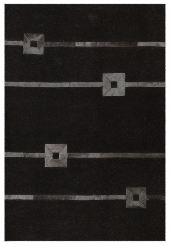 Ковёр Джунгли чёрный с вставками из шкуры коровы