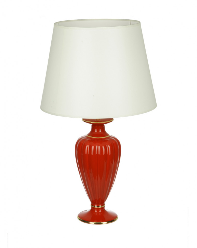 Лампа настольная красная с белым абажуром