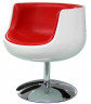 Барное кресло белое с мягкой красной обивкой