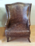 Кресло кожаное коричневое с эффектом треснутой кожи