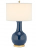Лампа синяя настольная с белым абажуром