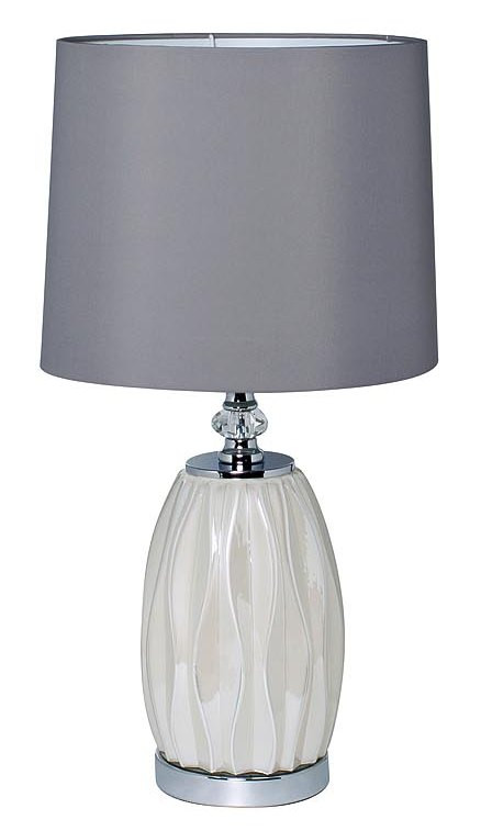 Лампа белая стеклянная  с серым абажуром