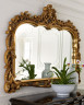 Зеркало широкое с золотой рамой в стиле барокко