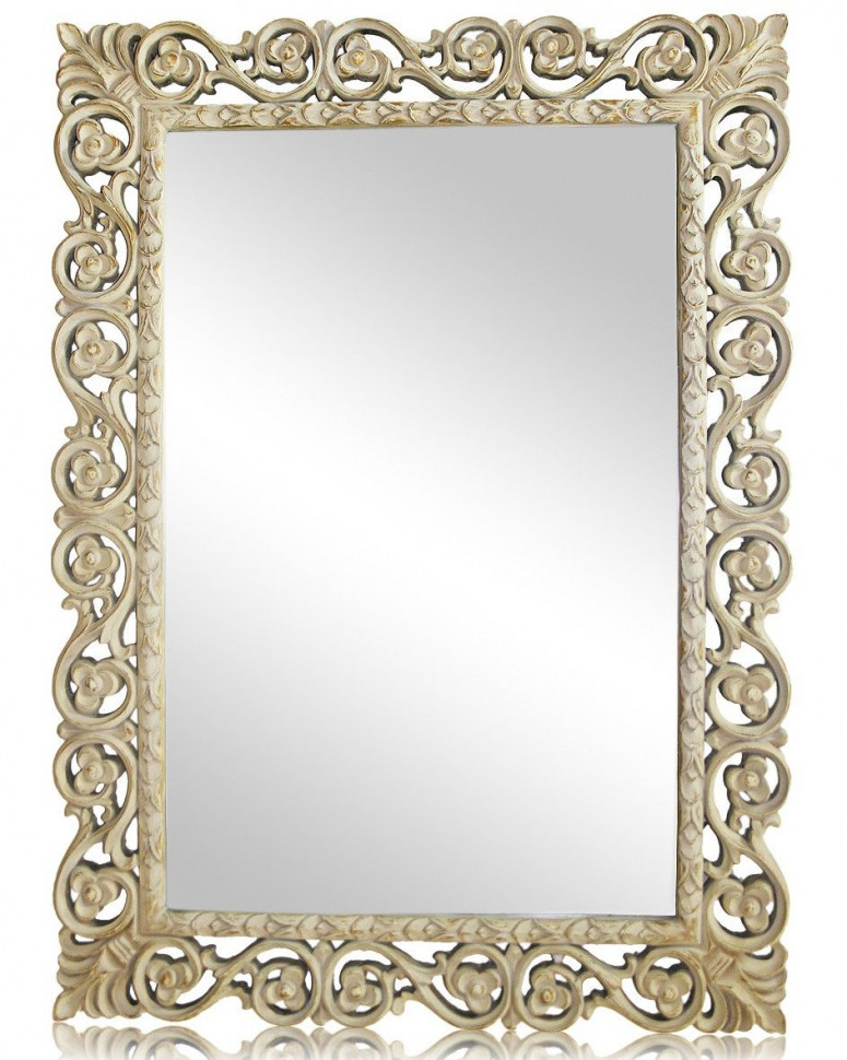 Зеркало прямоугольное в дворцовой раме (слоновая кость)