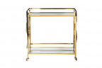 Стол-тележка сервировочн стекло прозрачное, золото