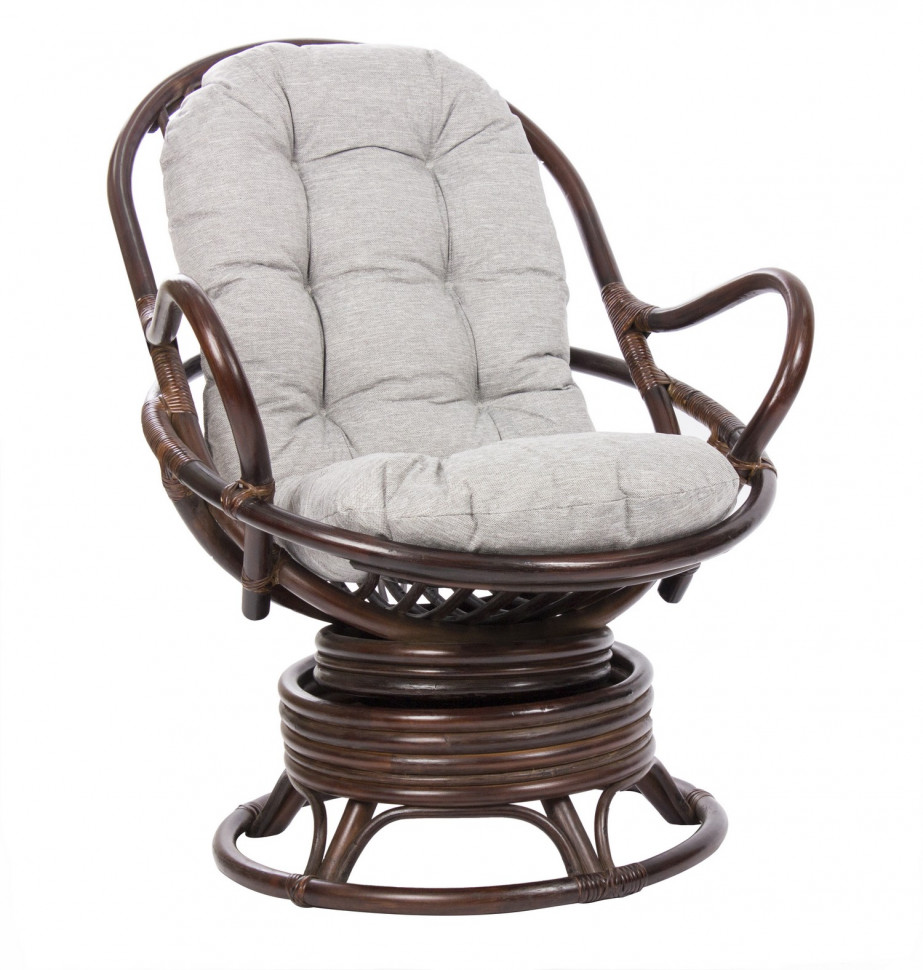 Кресло-качалка вращающееся SWIVEL ROCKER с подушкой, цвет орех