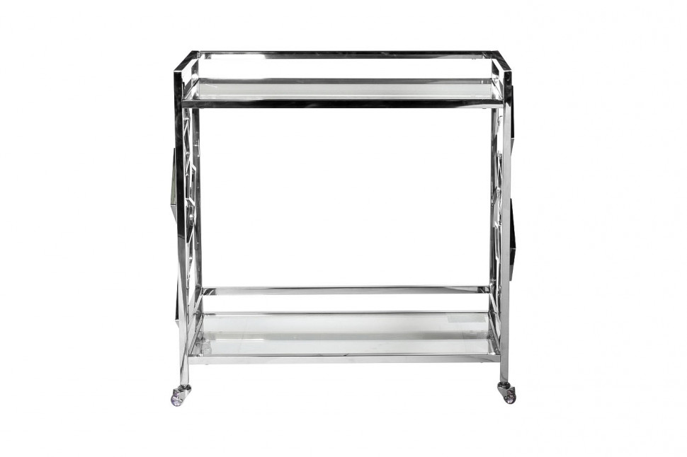 Стол-тележка сервировочная стекло прозрачное, хром