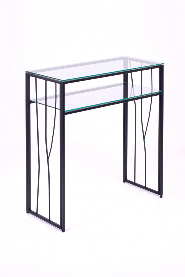 Консольный стол 1123-CB черный муар, прозрачное стекло