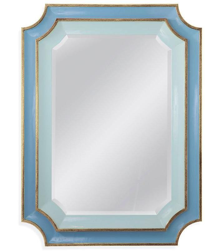 Зеркало с голубой декоративной рамой