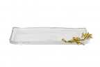 Поднос стеклянный с золотым цветком, 35 см