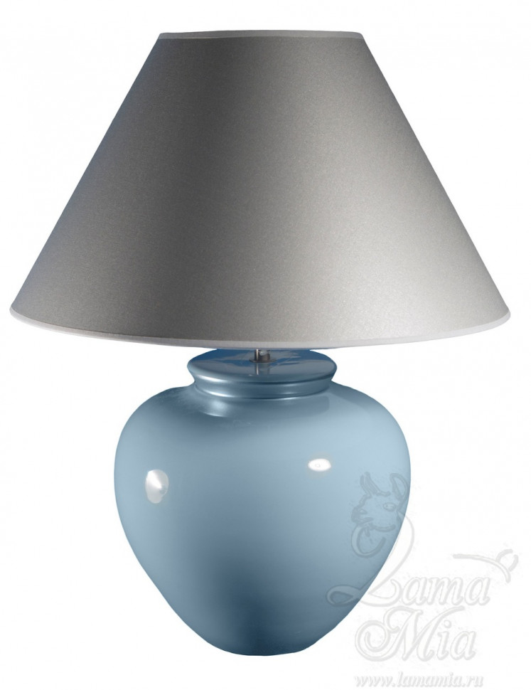 Голубая лампа с серым абажуром, португальская керамика