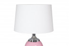 Лампа стеклянная розовая с белым абажуром