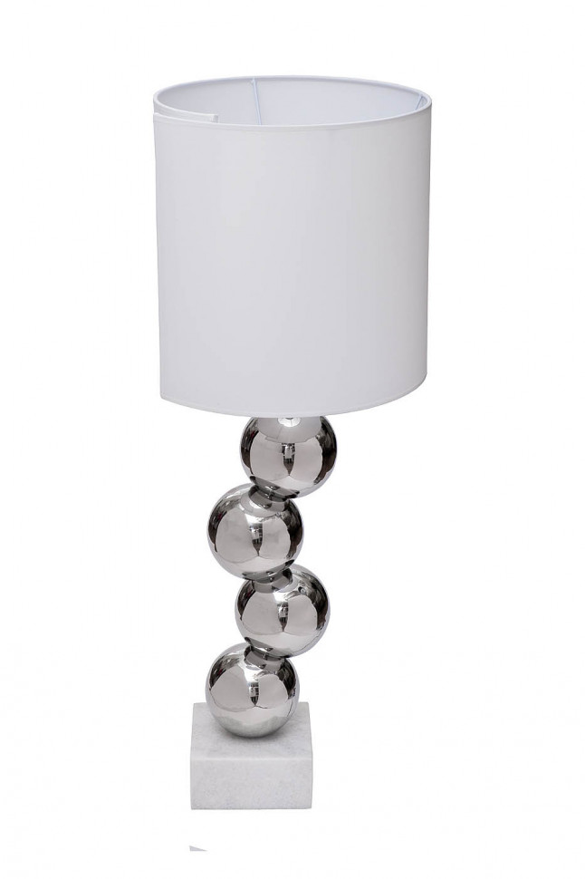 Лампа настольная хромированные шары, плафон белый