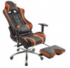 Геймерское кресло чёрно-оранжевое с опорой для ног 