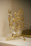 Ваза стеклянная с декором "Золотые ветви" 30см