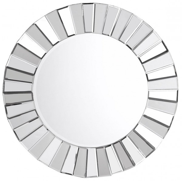 Зеркало круглое в зеркальной многоугольной раме
