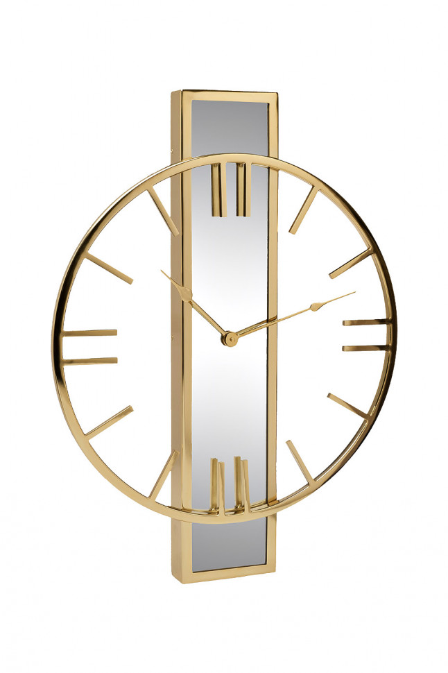 Часы настенные золотые с зеркальной планкой