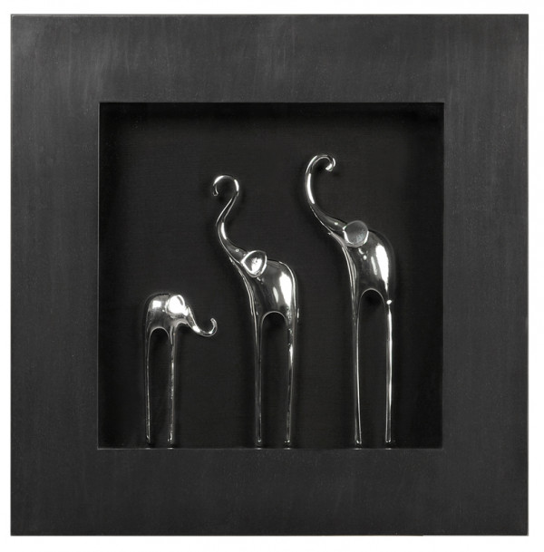 Настенное панно "Три слона" в чёрной раме