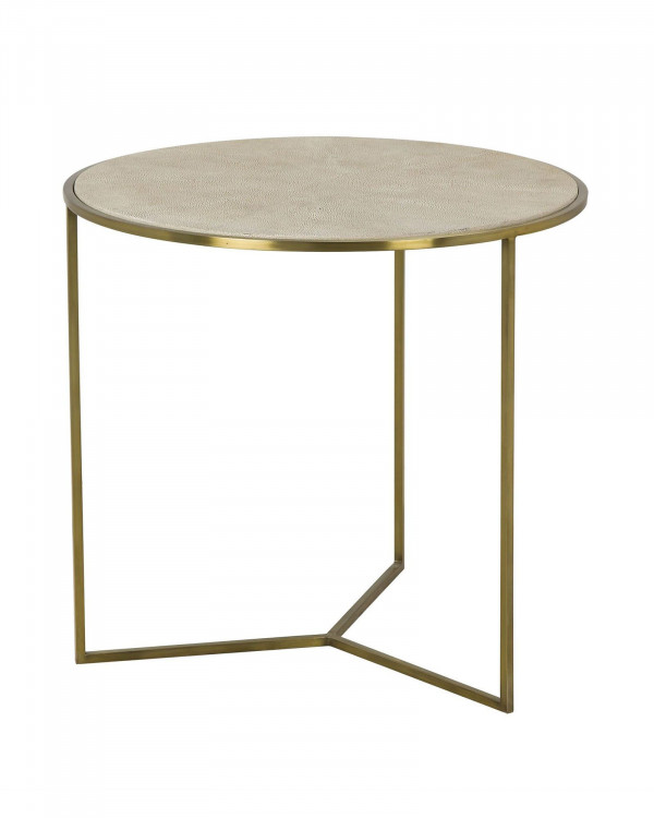 Столик Гвен с кожаной столешницей, корпус латунь