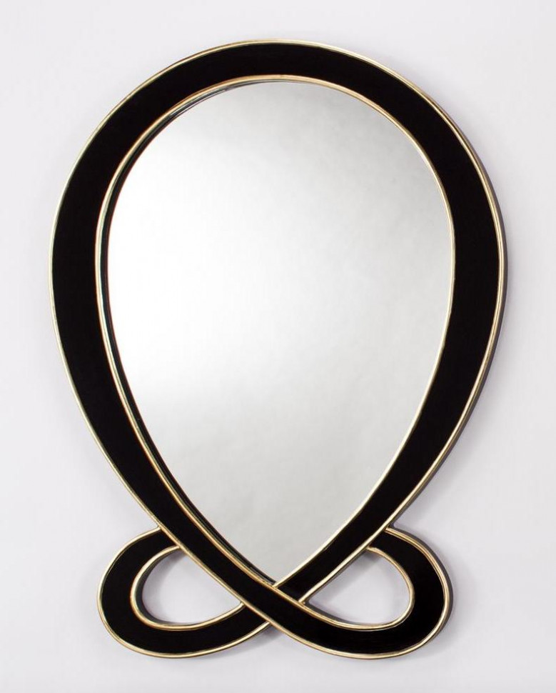 Зеркало в современном стиле, чёрно-золотая рамка