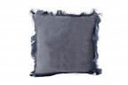 Подушка тёмно-синяя с бахромой