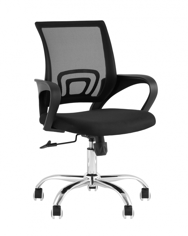 Кресло офисное TopChairs Simple чёрное, ножки хром