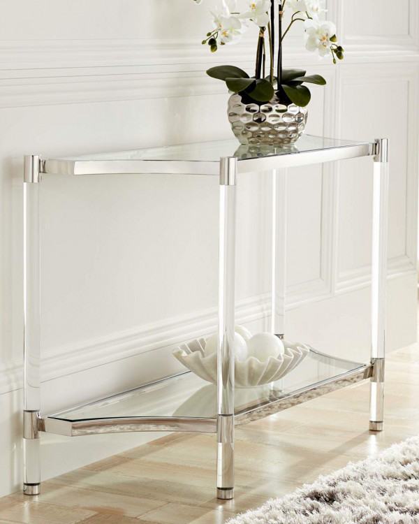 Консоль прозрачная Хастингтон с хромированным корпусом