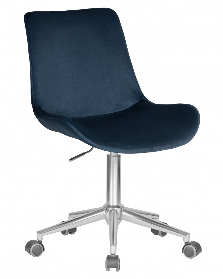 Кресло офисное DOBRIN DORA (синий велюр (1922-20), хромированная сталь)