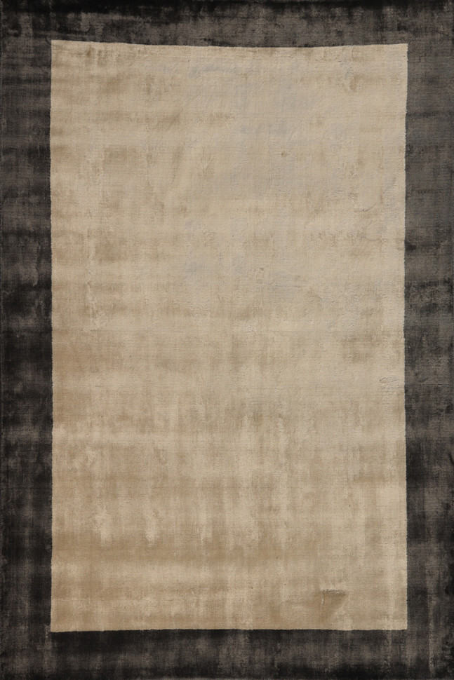 Ковер бежевый с серым кантом Viscose Plain volumetric Border (Ivory/Grey)