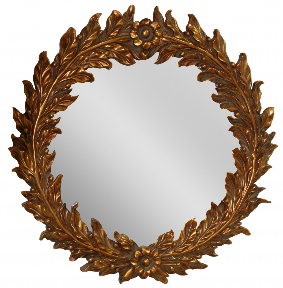 Зеркало золотистое в флороморфной раме