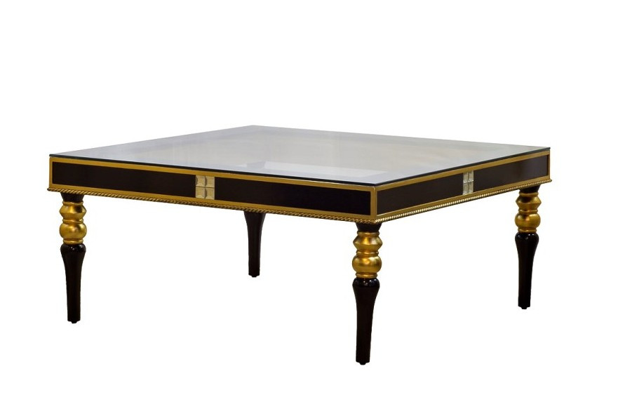 Кофейный столик квадратный с золотым декором