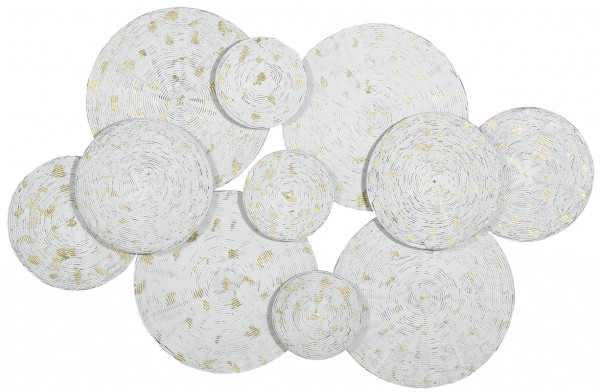 Панно Белые круги из золотых кругов с белой патиной