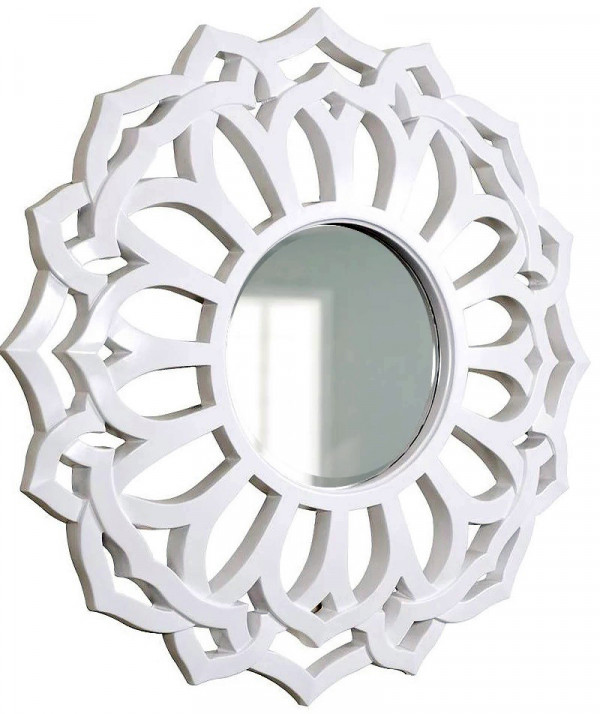 Зеркало круглое с белой рамой