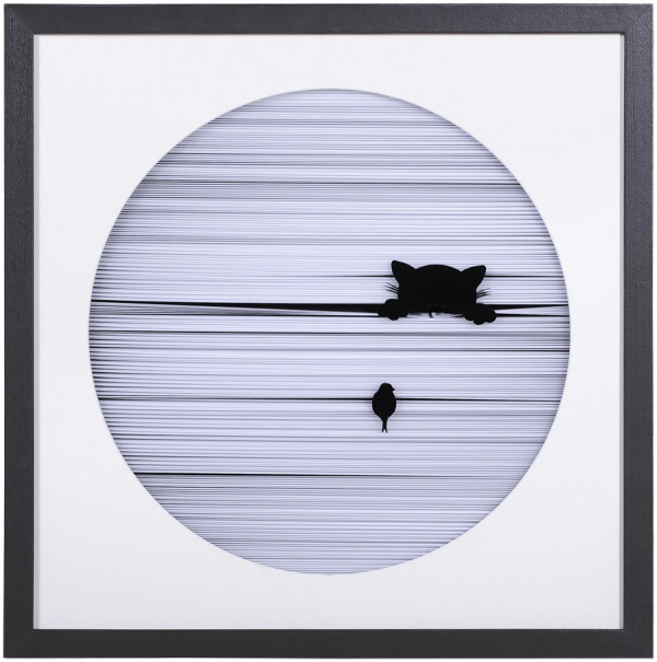 Панно чёрно-белое "Кошачья шалость 2"