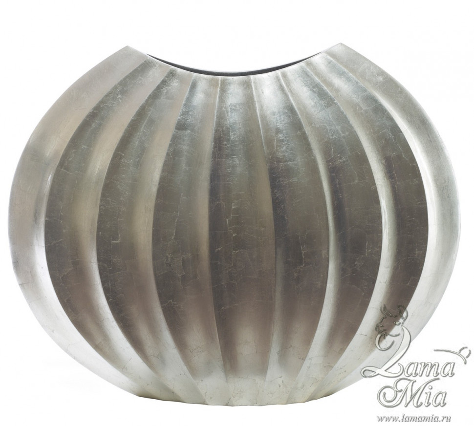 Декоративная ваза из дерева, серебряный лак, 55 см, Вьетнам