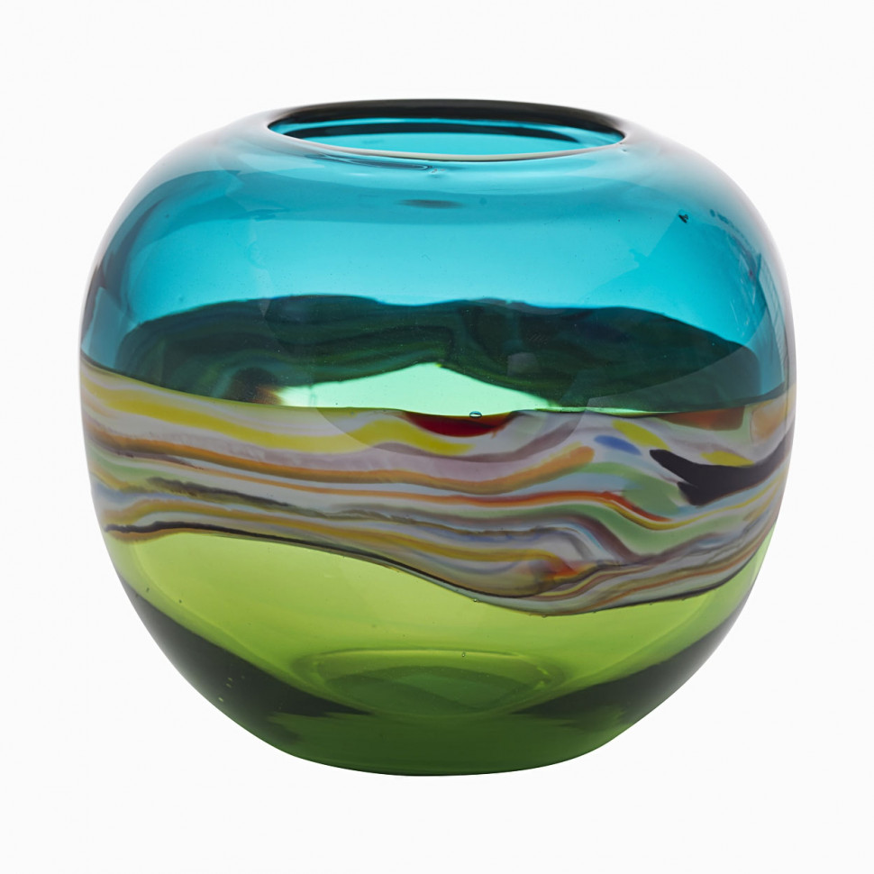 Цветная стеклянная ваза высотой 17 см