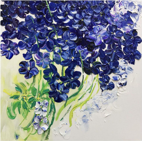 КАРТИНА МАСЛОМ  Синии орхидеи 100*100 см.