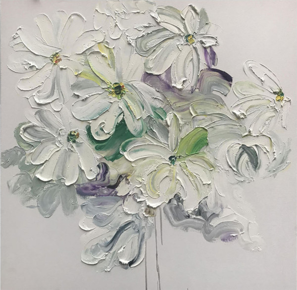 КАРТИНА МАСЛОМ Превосходные ромашки 100*100 см.