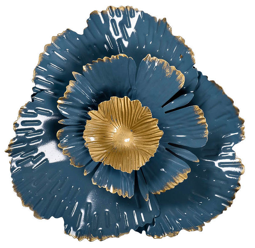 Декор из металла Цветок золотисто-голубой