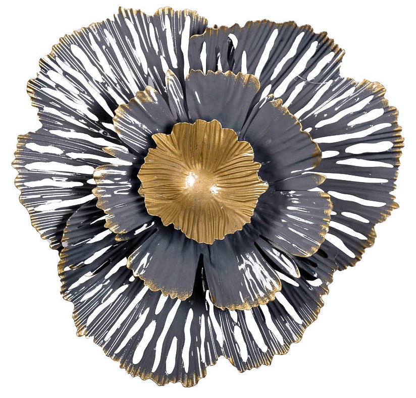 Декор золотисто-серый Цветок из металла