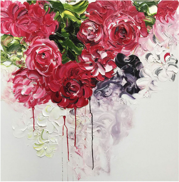 КАРТИНА МАСЛОМ Алые розы 100*100 см.