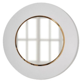 Зеркало круглое с белой широкой рамой