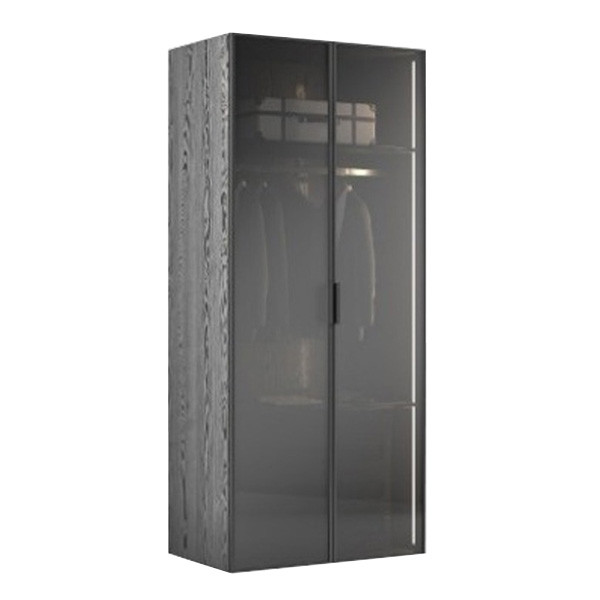 Шкаф двухдверный с выдвижными ящиками цвет черный, дверцы стеклянные