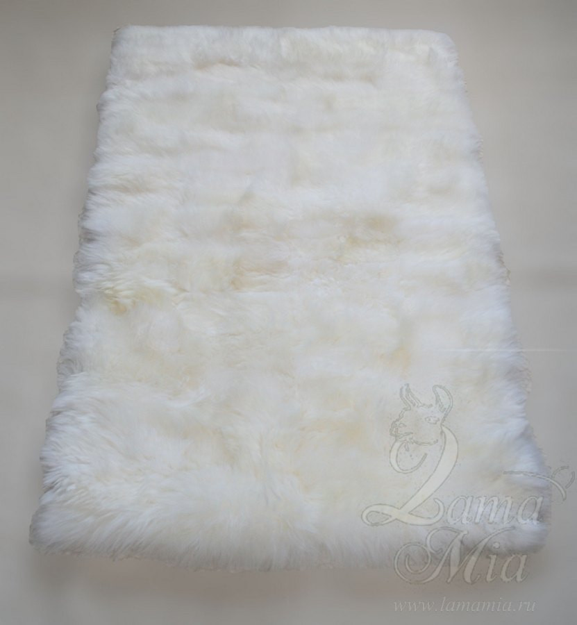 Прикроватный коврик из овчины белый прямоугольный 1,2 х 0,7 м 