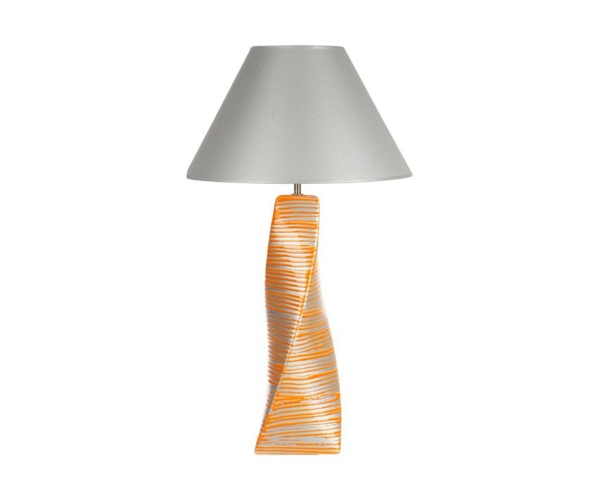 Лампа настольная серебристо-оранжевая с серым абажуром