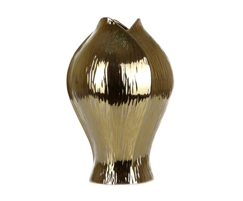Золотистая керамическая ваза высотой 30 см