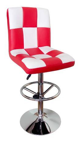 Барный стул KRUGER шашка (красно-белый)    